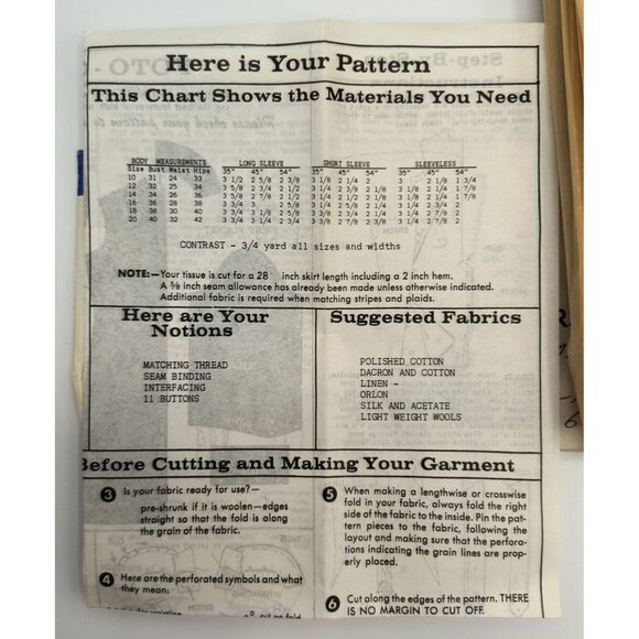 Vintage 1968 Kate Marchbanks Sewing Pattern 1-403 Size 10 Dress With Sleeve Opt - Picture 2 of 3